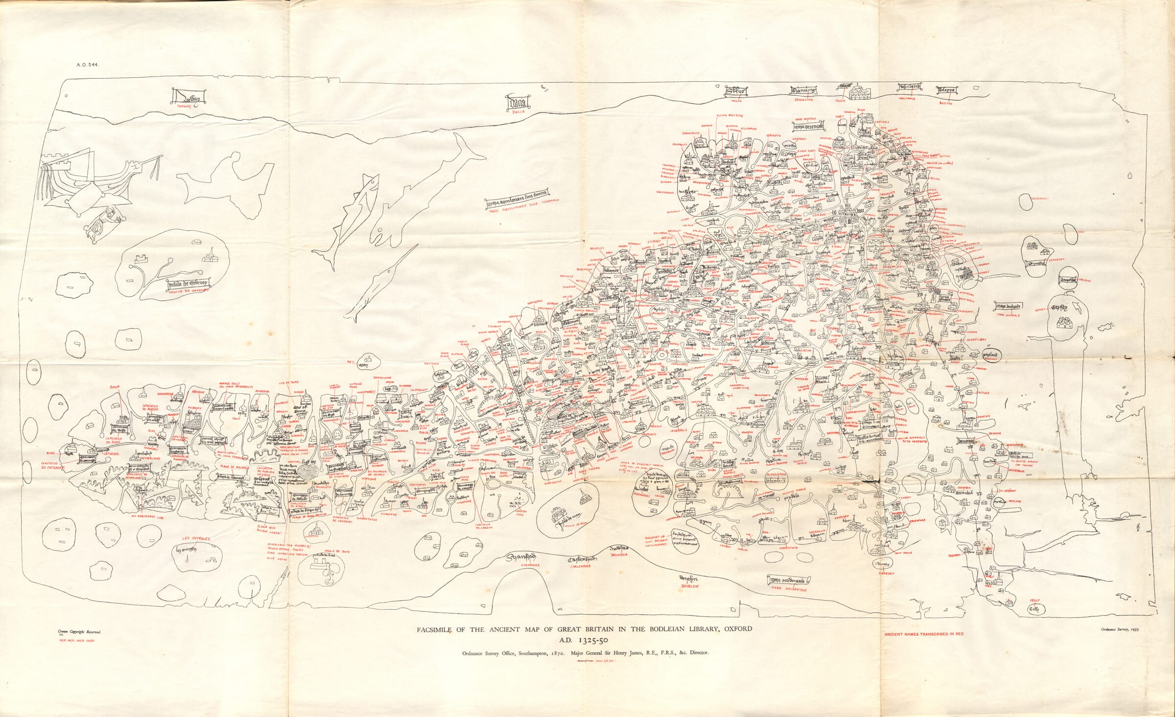 Detail from section of the Ordnance Survey reproduction Gough Map