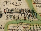 Battle scene from old map of Hampshire