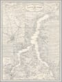 Old map of Lake Como, Italy, by Pietro Allodi, 1866