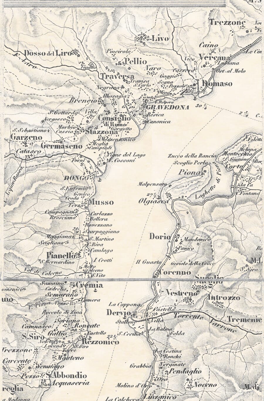 Old Map of Lake Como Detail