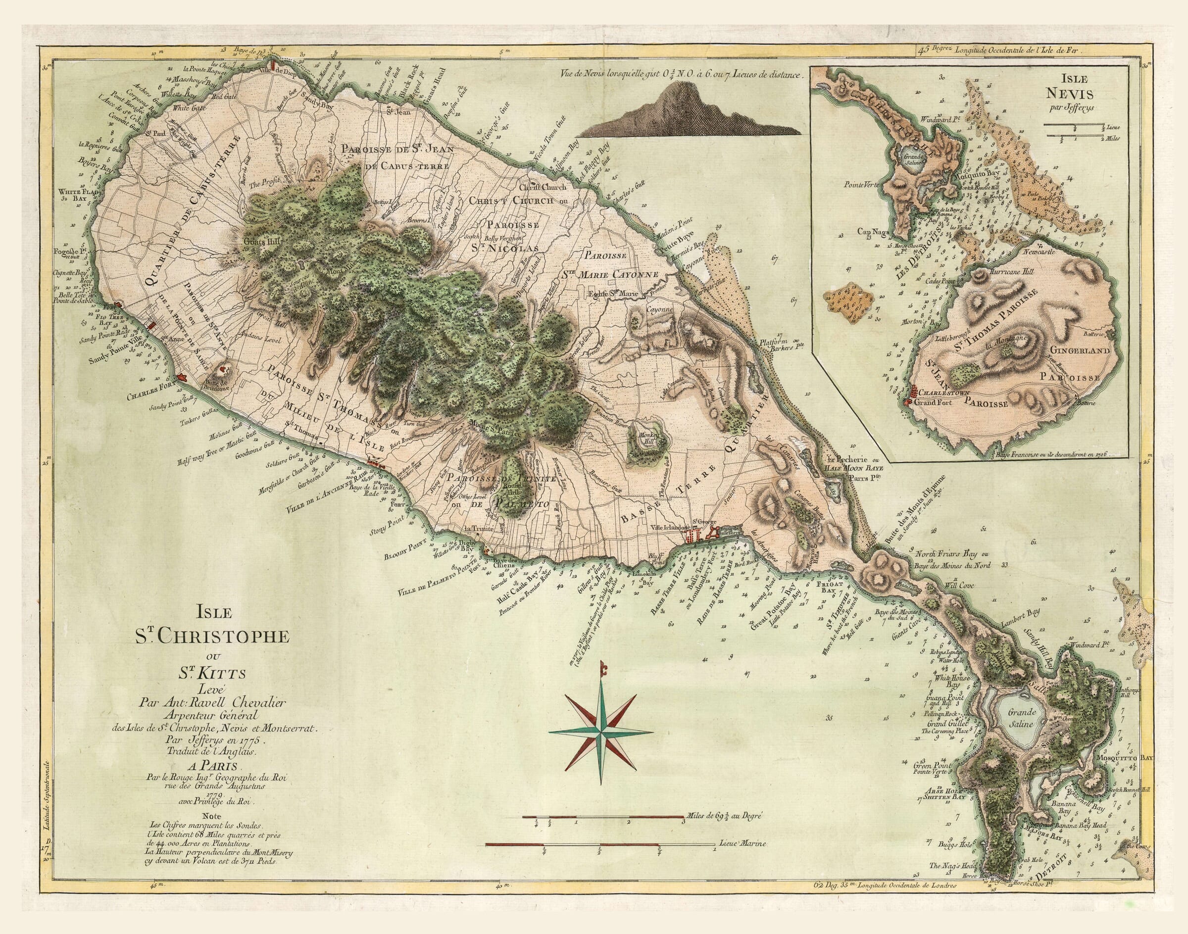 Old Map of St Kitts