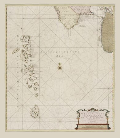 Old map of the Maldives by Johannes van Keulen, 1753
