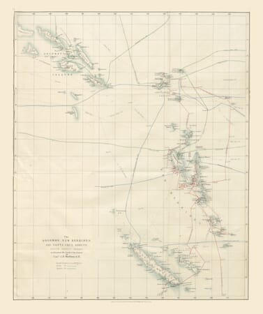 Old Map of the Solomon Islands, Santa Cruz and New Hebrides, 1872