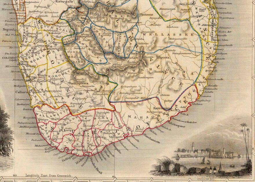 Southern Ceylon with Galle, Colombo and an engraved Colombo waterfront view