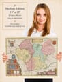 Lady holding the Medium Edition of Joan Blaeu's old map of Leicestershire