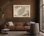 Joan Blaeu's old map of Northamptonshire shown framed; print supplied unframed