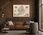 Joan Blaeu's old map of Staffordshire shown framed; print supplied unframed