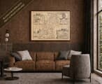Old map of Caernarvonshire shown framed on a living-room wall