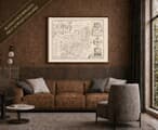 Old map of Carmarthenshire shown framed on a living-room wall