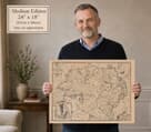 Model holding the Medium Edition old map of Ulster
